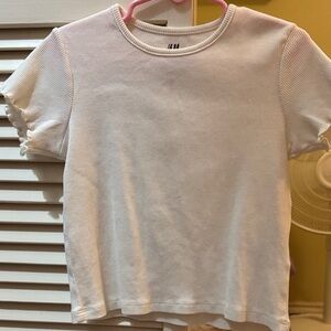 H&M Kids Cream Ribbed Short Sleeve Tee